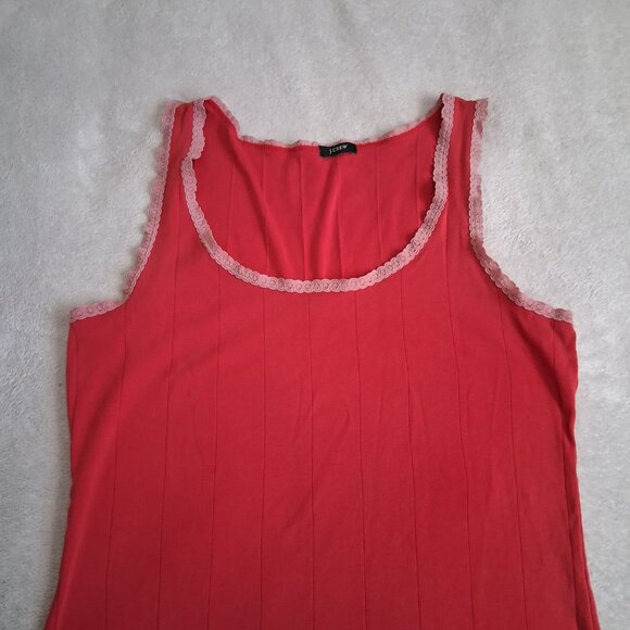 J. Crew Vintage Y2K Women's Size Small Coral Red Lace Trim Tank Top - Picture 4 of 11
